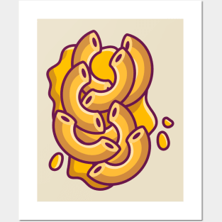 Macaroni Pasta With Creamy Sauce Cartoon Posters and Art